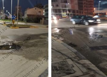 Vlora / Concerned resident: There is a continuous flow of water from the cracked pipes on the road