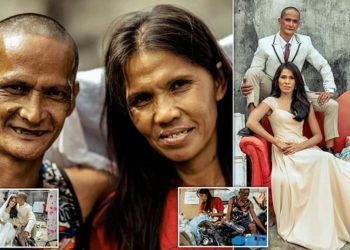Homeless couple who could not get married for 24 years, are given a surprise wedding when the hairdresser saw them collecting garbage (photos)