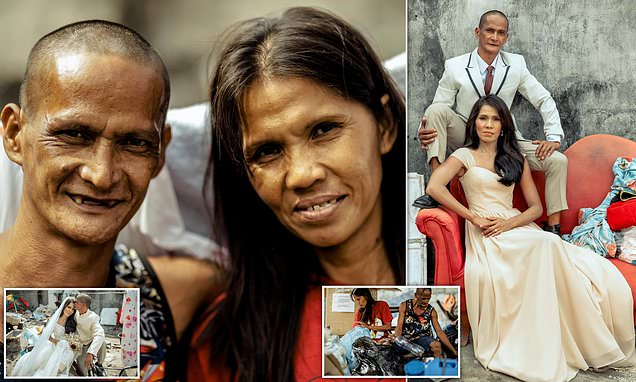 Homeless couple who could not get married for 24 years, are given a surprise wedding when the hairdresser saw them collecting garbage (photos)