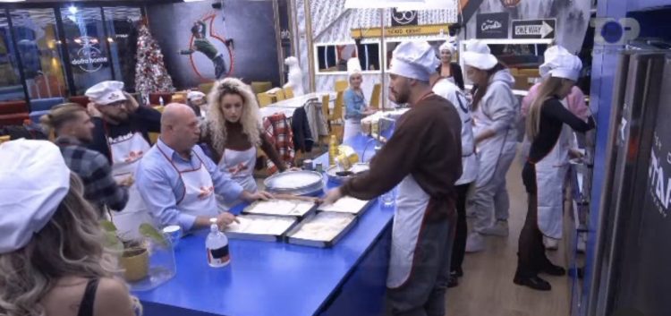 Residents receive instructions for preparing the pie and cake