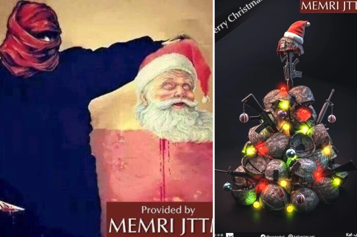 ISIS distributes spooky Christmas message with poster beheading Santa Claus (photos)