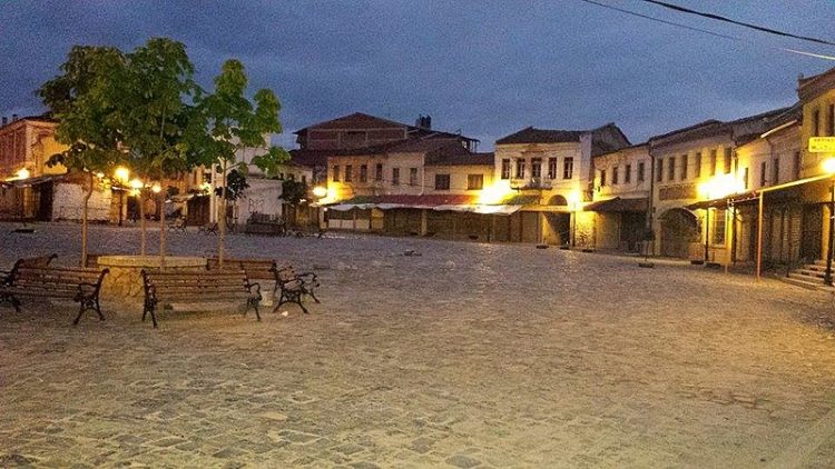 The roof of the cultural monument Hani i Gjelit, in the Old Bazaar of Korça, collapses