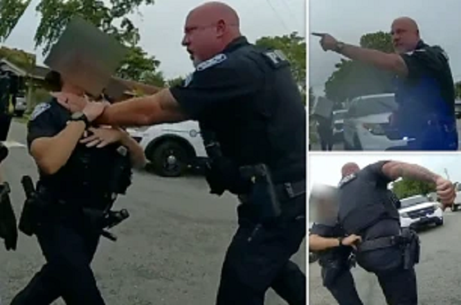 Florida police grab colleague by the throat when removing him from handcuffed suspect (photos)