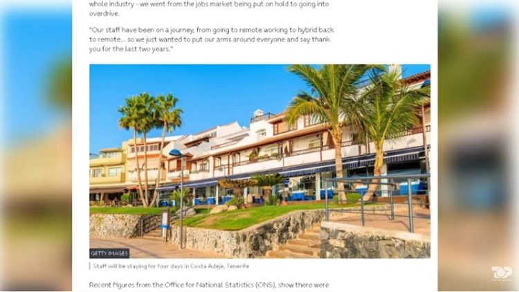 Worked during the pandemic, the company sends employees on vacation to Tenerife!