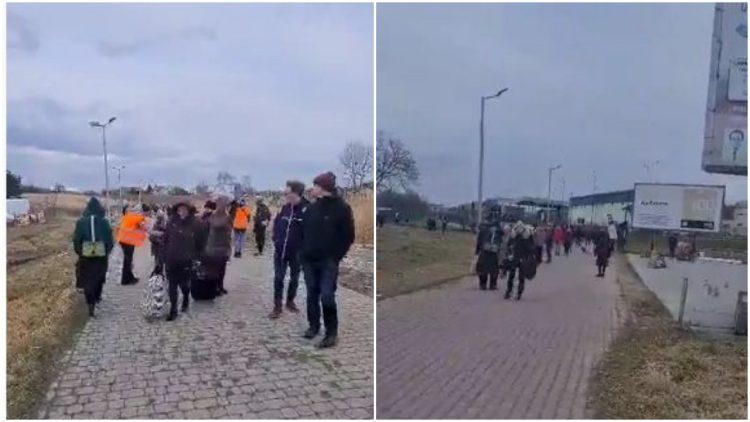 Panic from the war in Ukraine, citizens take out a bag and go to Poland