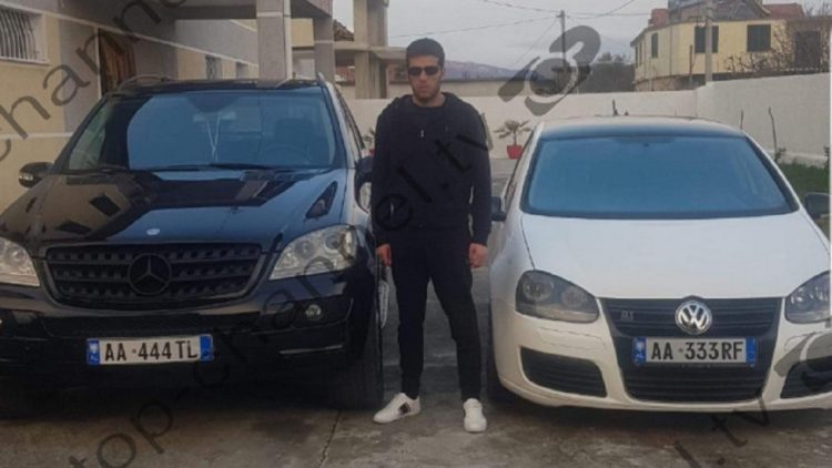 Photo shows / This is the 38-year-old who was shot several times with a firearm, posing near the “Benz” where he was injured