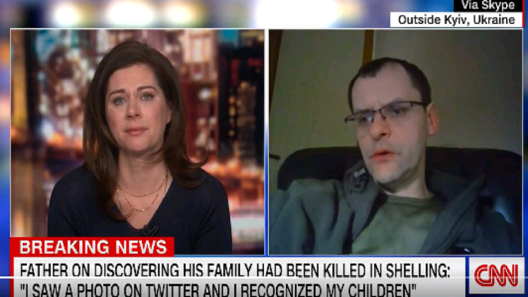 The presenter bursts into tears during the conversation with the Ukrainian who the Russians killed his wife and children