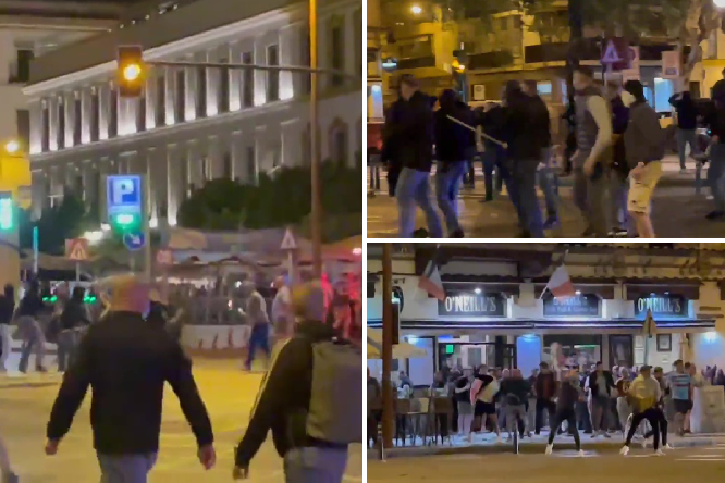 Frankfurt fans attack without provocation West Ham fans in Seville even though they did not play with each other (VIDEO)