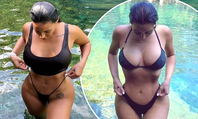 Kim Kardashian’s girlfriend, Chaney Jones, copies Kanye West’s ex-wife in identical photos in black bikini (photo gallery)