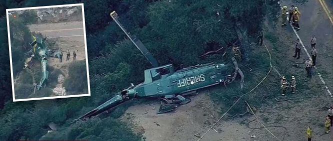 Dramatic footage of a crashed police helicopter with 6 people on board in the US mountain range (photos)