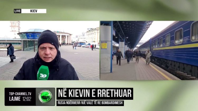 Top Channel team in Ukraine / Journalist was reporting live when the explosion occurred in Kiev