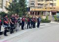 Photo / Former weightlifter Fetije Kasa near the stadium “Air Albania” in charge of maintaining public order and tranquility