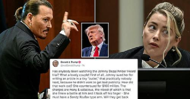 Donald Trump gives verdict on Amber Heard’s Johnny Depp court saga: What a beautiful couple! (photos)