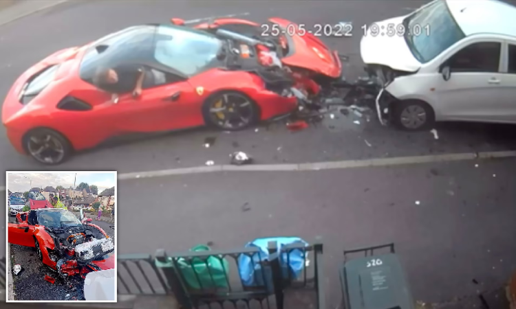 Shocking moments when Ferrari $ 600,000 crashes into three parked cars (video)