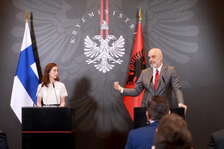 The Finnish Prime Minister in Tirana / Sanna Marin is received by Rama, talks on the EU and NATO