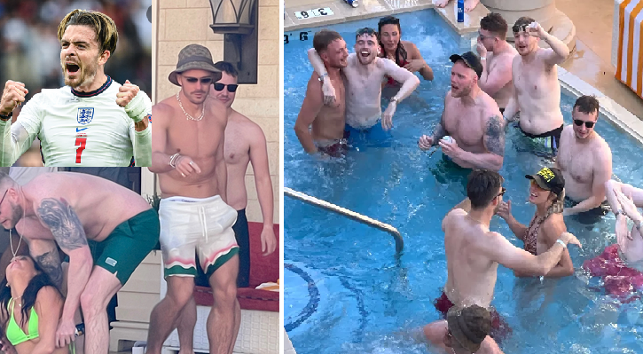 English national football player with models in bikini and beer party at the pool in Los Angeles (photos)