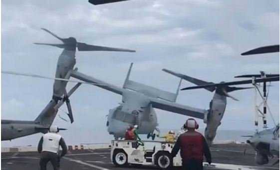Footage of horror as MV-22 Osprey helicopter crashes into US warship, killing three Marines (Video-Photos)