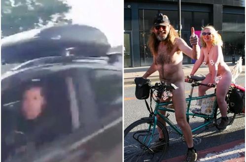 Moments angry driver insults nudist cyclists and smashes them with car, interrupting ‘charity ride’ (photos)